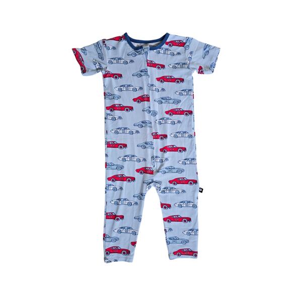 Sweet Bamboo Cars Zipper Front Short Sleeve Footless Sleeper Size 12-18 Months - Picture 1 of 3